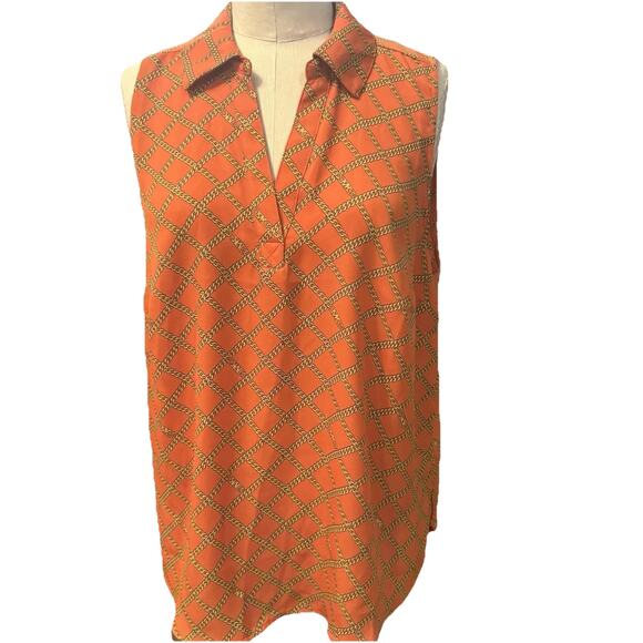 Michael Kors orange women’s blouse with chain design Large - Picture 1 of 6